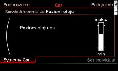 Wyświetlacz: wskazanie poziomu oleju
